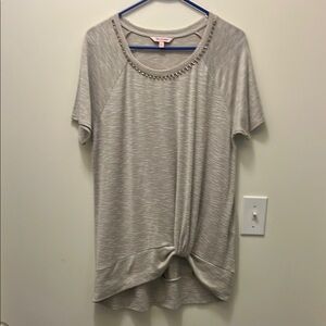 Juicy Couture Gray Short Sleeve Top with Studded Neckline size XL